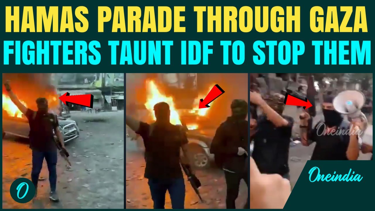 VIDEO: Hamas Fighters PARADE in Gaza Streets, FLAUNT Weapons & Chant Victory Slogans Taunting Israel
