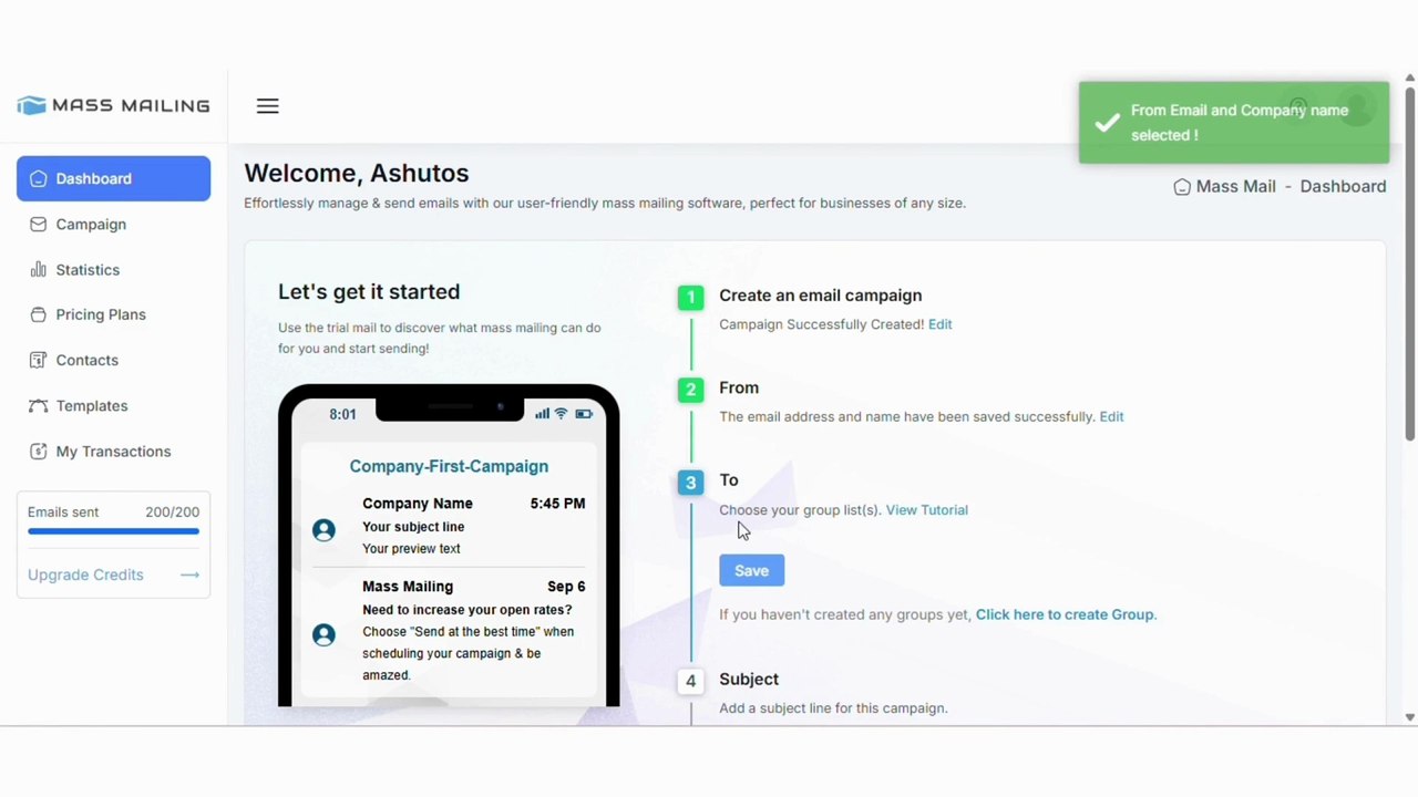 How to Create an Email Campaign using TCube Mass Mail?