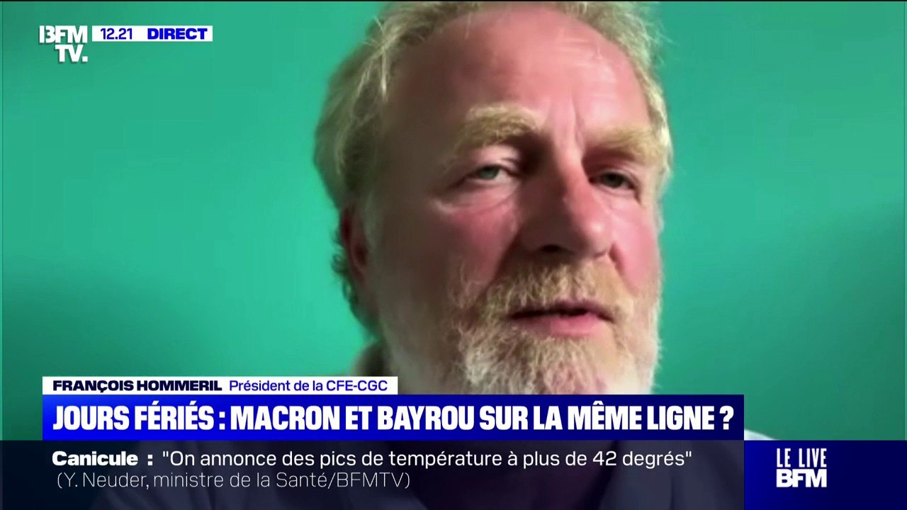 Suppression de deux jours fériés: "Je pense que ça ne va pas s'appliquer parce que les Français vont résister à ça", assure François Hommeril (CFE-CGC)