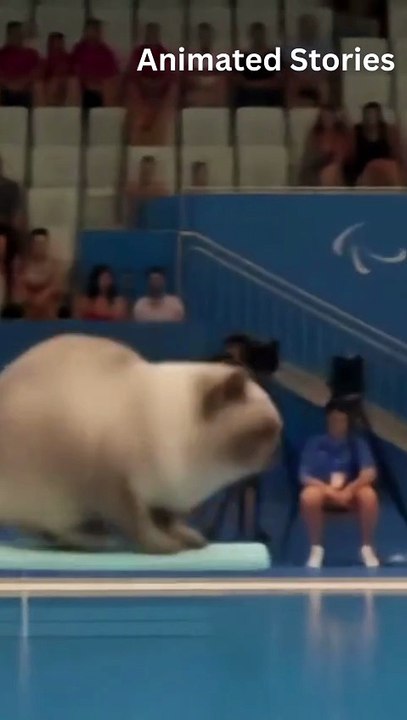 cats jump in olympic water | kid entertainment |