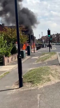 Huge fire erupts as car explodes outside Doncaster shop