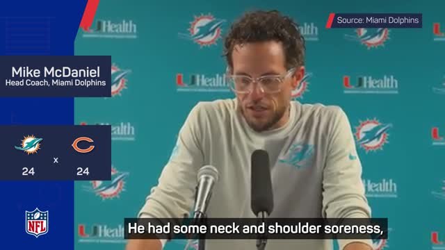 Dolphins head coach McDaniel reacts to Alexander Mattison injury