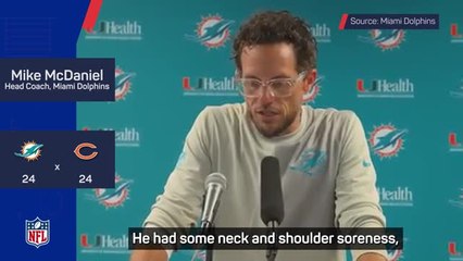 Dolphins head coach McDaniel reacts to Alexander Mattison injury