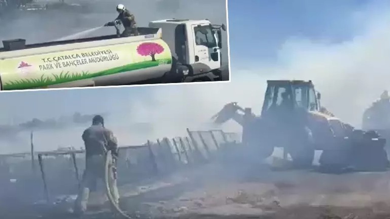 Çatalca'da otluk alanda yangın
