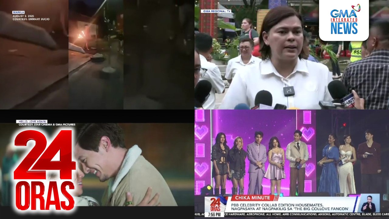 24 Oras: (Part 3) VP Duterte, nag-aabroad aniya dahil frustrated ang Pinoys abroad at para bumisita kay ex-Pres. Duterte; nominated sa FAMAS: 'Green Bones,' 'Balota' at 'Hello, Love, Again'; PBB Celebrity Collab edition housemates, nagpasaya at..., atbp.