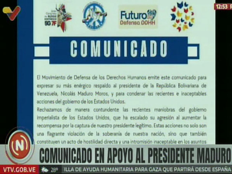 Movimiento de Defensa de los DD.HH. expresa su respaldo inquebrantable al pdte. Maduro