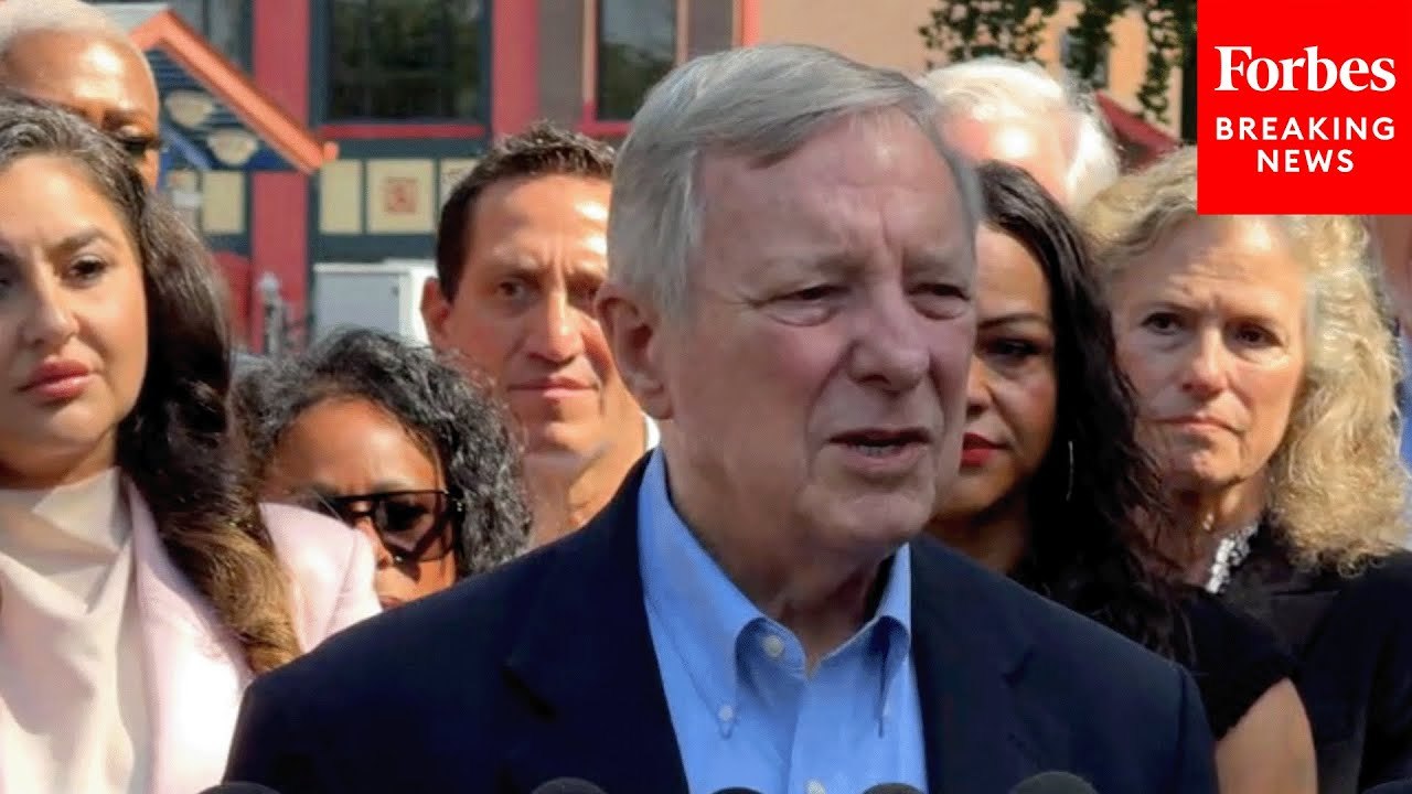 Texas House Democrats Hold Press Briefing With Dick Durbin As Redistricting Fight Continues