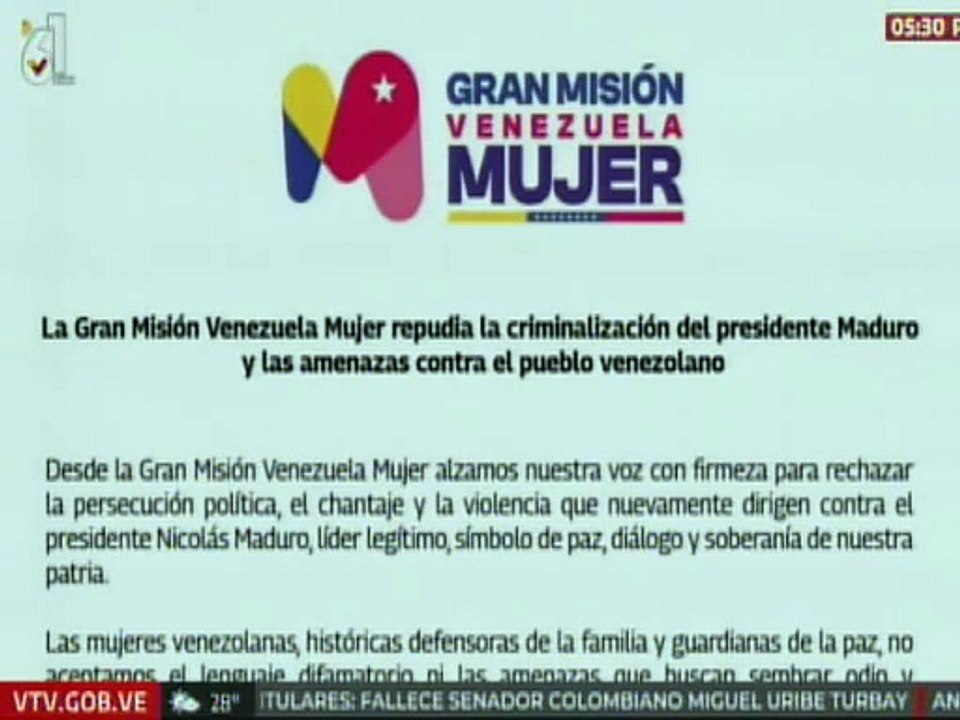 Gran Misión Venezuela Mujer repudia las agresiones de EE.UU. contra el presidente Maduro