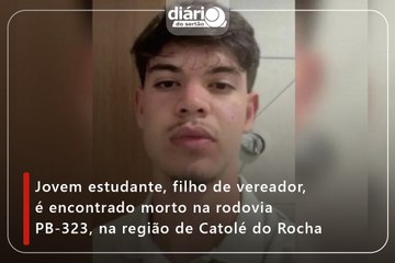Jovem estudante, filho de vereador, é encontrado morto na rodovia PB-323, na região de Catolé do Rocha