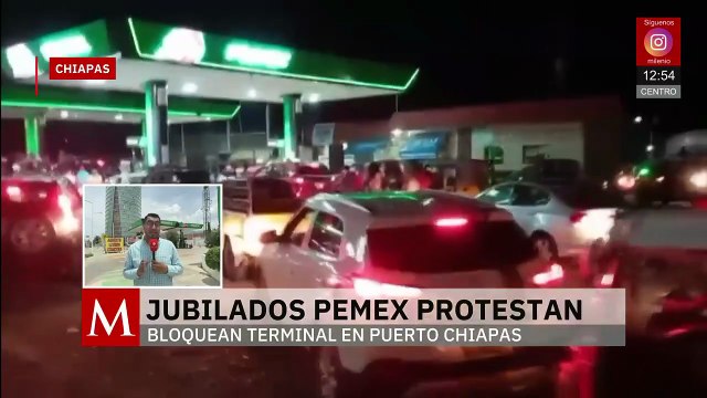 Jubilados de Pemex bloquean terminal en puerto de Chiapas