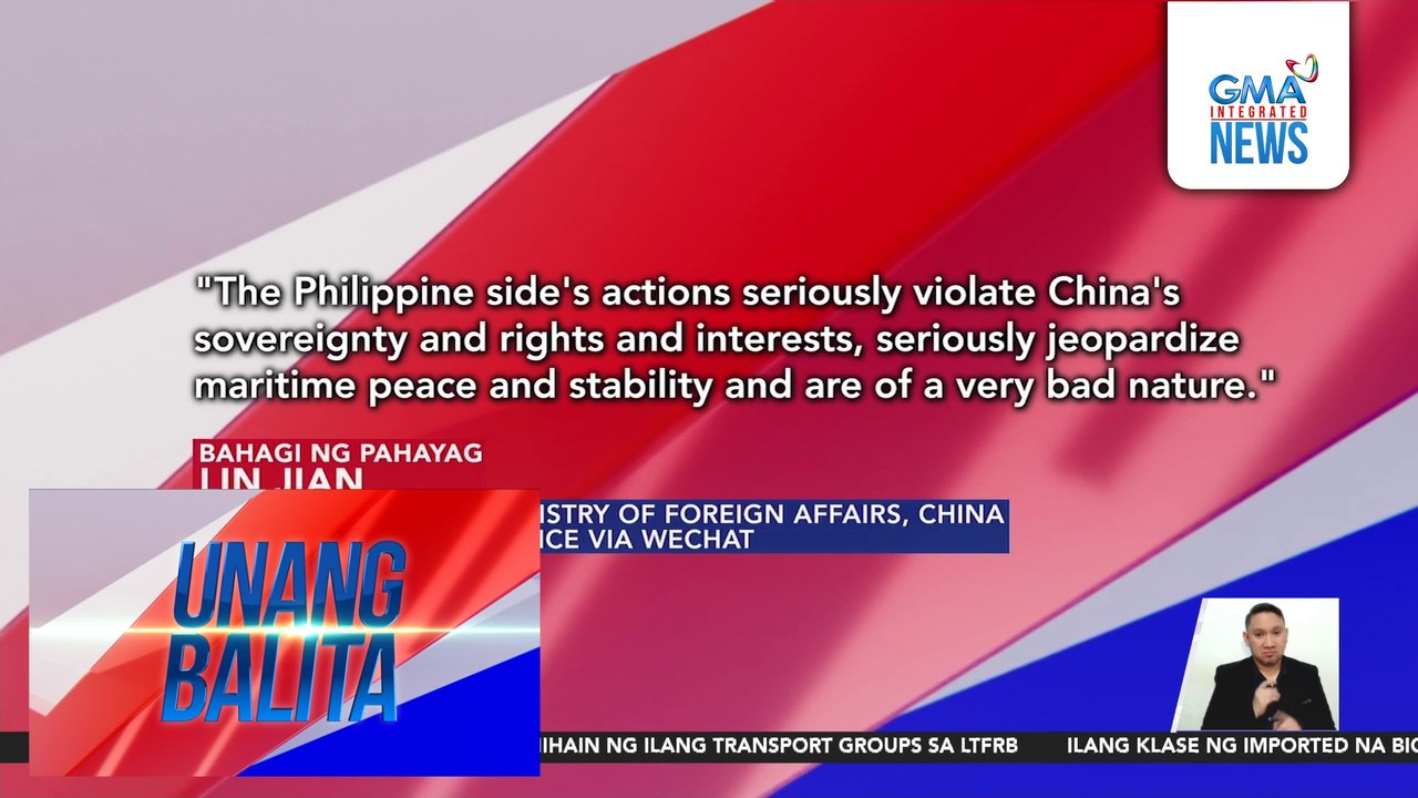 Chinese Foreign Ministry, iginiit na sa China ang Bajo de Masinloc; labag daw sa kanilang sovereignty ang mga naging aksyon ng Pilipinas | Unang Balita