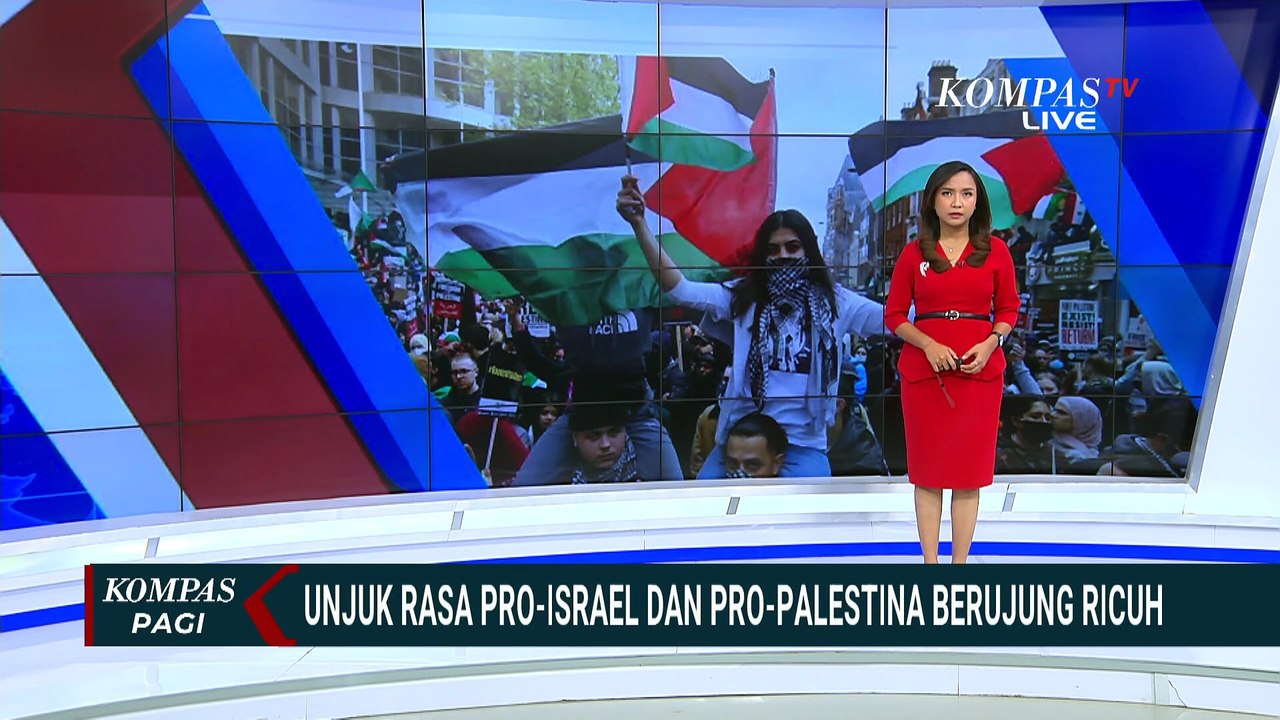 Ricuh! Unjuk Rasa Pro-Israel dan Pro-Palestina di London Diwarnai Saling Dorong | KOMPAS PAGI