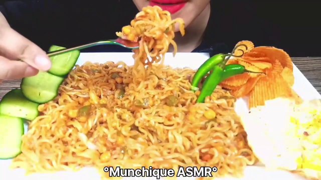 Eating Spicy Noodles With Fried Egg | ASMR Eating - Mukbang
