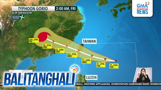 PAGASA - Bagyong #GorioPH, lumakas bilang typhoon; mag-la-landfall sa Taiwan bukas | Balitanghali