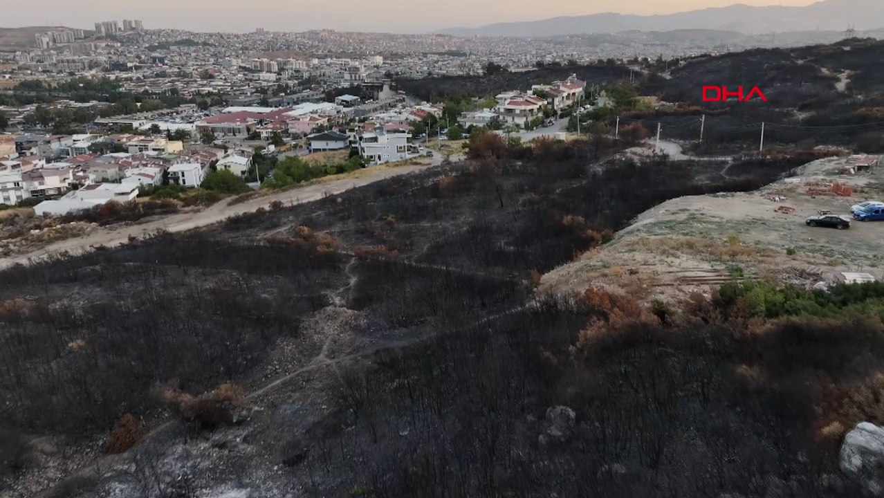İzmir'deki orman yangınında yanan alanlar havadan görüntülendi
