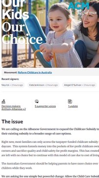 Parents petition to expand childcare subsidies to include grandparents