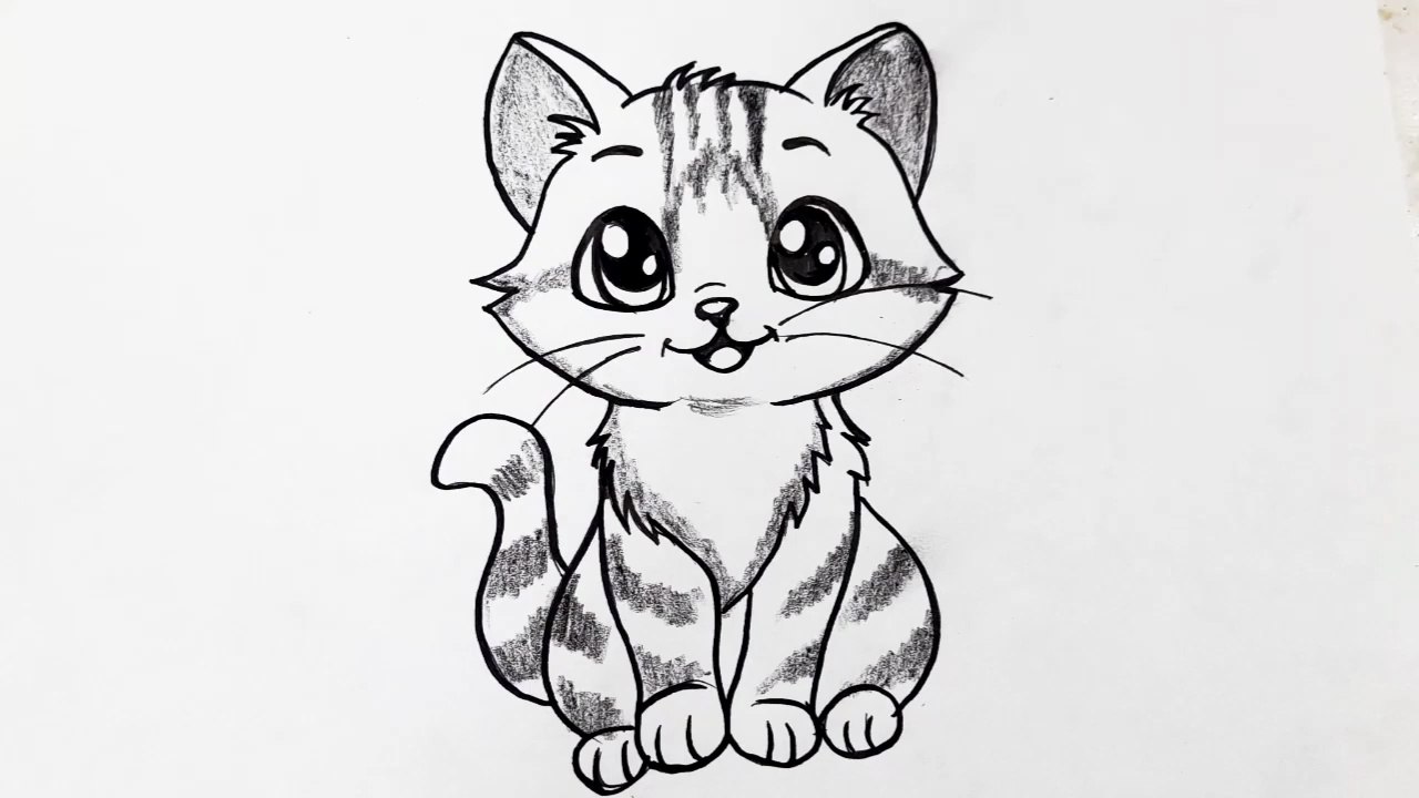 How to Draw a Cute Cat Step by Step 🐱 _ Easy Cat Drawing for Beginners ...