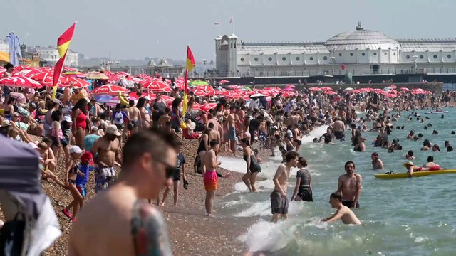 Video: Sun-seekers flock to Brighton beach with temperatures higher in Sussex than Bali