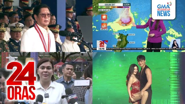 24 Oras: (Part 2) Bagyong Gorio, posibleng lumakas pa sa mga susunod na oras; Pres. Marcos: Aanhin ang modernong gamit kung may mga abusado pa ring pulis?; Usec. Castro kay VP Duterte: Hindi sagot ang pagbibiyahe para solusyunan ang problema ng..., atbp.