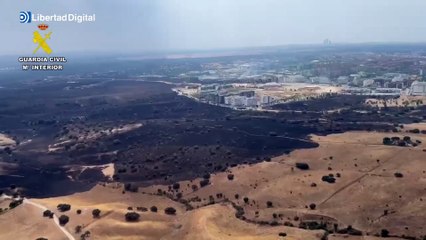 Las consecuencias del incendio de Tres Cantos, desde el aire