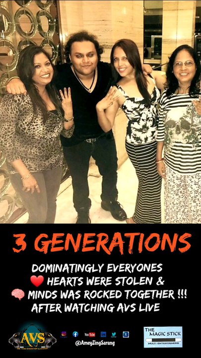 3 Generations All Ameyzed!!! Watching AVS ✨️🎩🌎👑💪🏻🦁👌🏻💯🔥Live In His Second Solo Tv Special AmeyZed Kalpane Palikadche On Magic In Collaboration With Meluha The Fern An 5 Star Ecotel On 14th August 2015