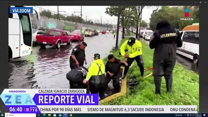 La Calzada Ignacio Zaragoza amanece inundada tras las intensas lluvias