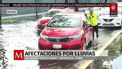 Inundación en Eje 1 Norte frente al AICM genera caos vial