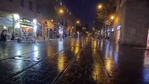 Unusual August rain in Jerusalem right now