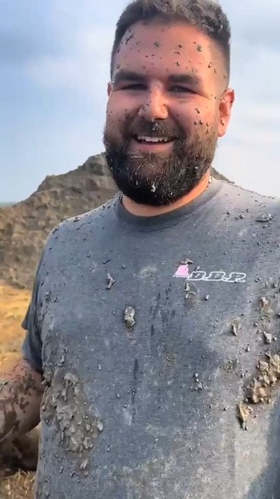 Man Gets Splashed with Mud While Operating Excavator