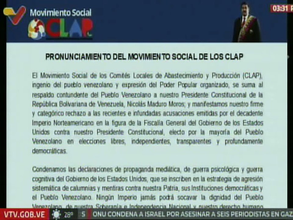 Movimiento Social de los CLAP manifiesta su respaldo absoluto al presidente Nicolás Maduro