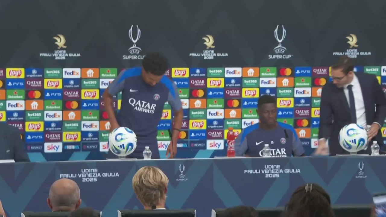 Conférence de presse de Marquinhos et Nuno Mendes avant la FINALE de la SUPERCOUPE D'EUROPE contre TOTTENHAM