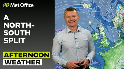 Met Office Friday Afternoon Weather Forecast 15/08/2025 - Sunny south, cloudy north