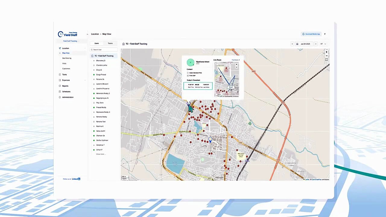Time Champ Field Staff | Employee GPS Tracking & Geo-Fencing Software