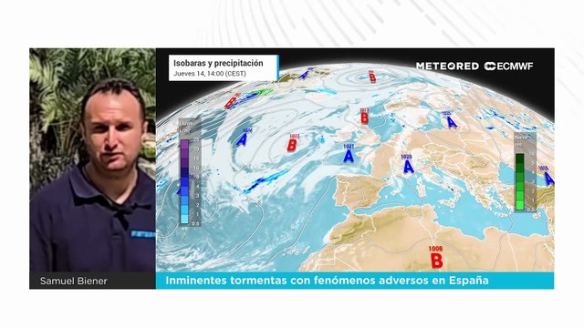 Inminentes tormentas con fenómenos adversos en España