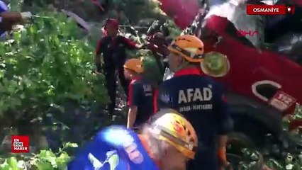Osmaniye'de orman yangınına giden arazöz uçuruma yuvarlandı