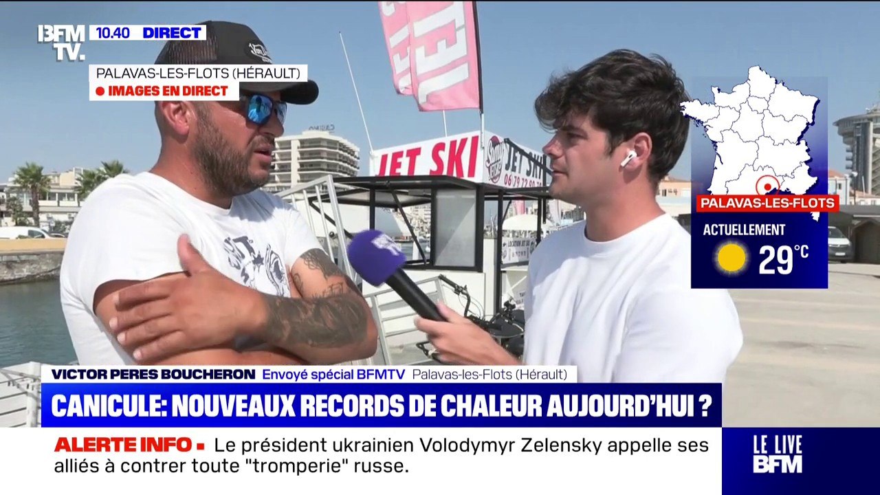 Canicule: "Il y a grosse une baisse d'activité l'après-midi quand il fait chaud", explique un loueur de jetski à Palavas-les-Flots