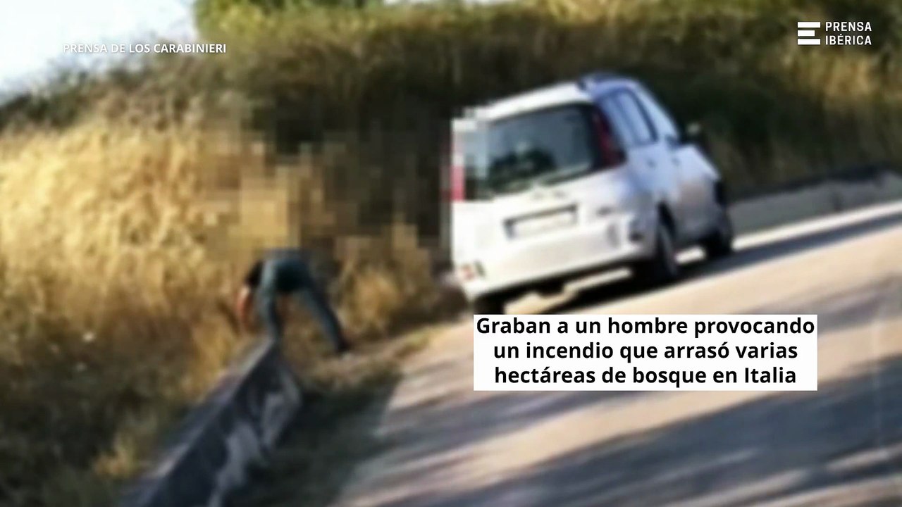 Italie: Un homme de 58 ans, surpris en flagrant délit par une caméra, met le feu à la végétation - Il a été interpellé à son domicile par la police - VIDEO