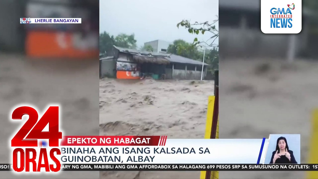 Binaha ang isang kalsada sa Guinobatan, Albay | 24 Oras