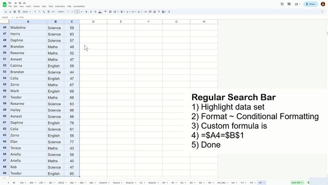 How to add a search bar with contains substring in Google Sheet - Excel Tips and Tricks