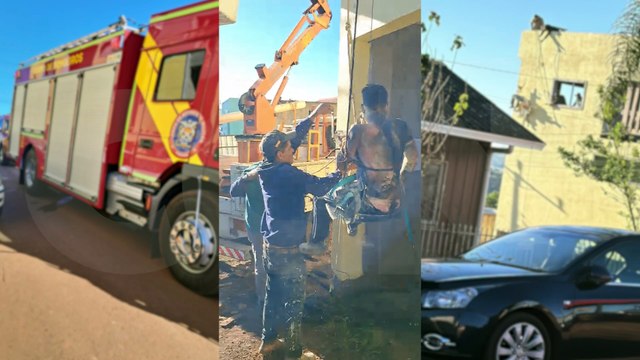 Imagens mostram resgate dramático de pintor que levou choque de 13.000 volts em andaime