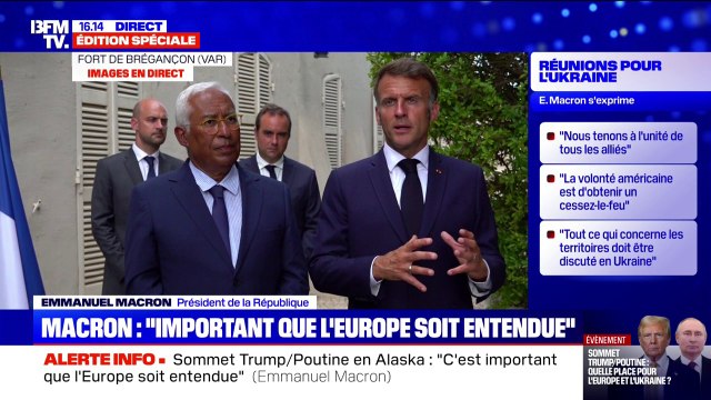 Ukraine: les concessions territoriales en Ukraine ne peuvent être discutées sans la présence du président ukrainien , affirme Emmanuel Macron