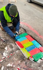 Creative pothole repair you don’t see every day