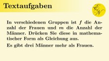 Aufstellen von Gleichungen aus Textaufgaben: Einfache Beispiele