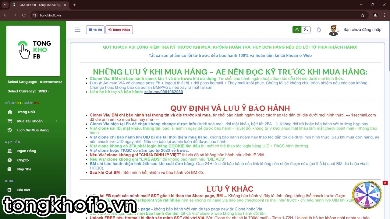 Hướng Dẫn Tạo Tài Khoản Và Mua Hàng Trên Tongkhofb