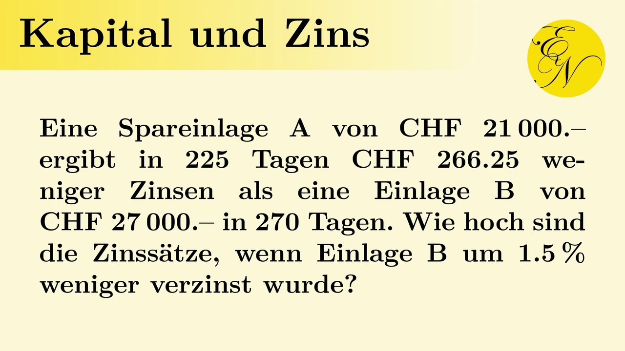 Textaufgabe: Kapital und Zins
