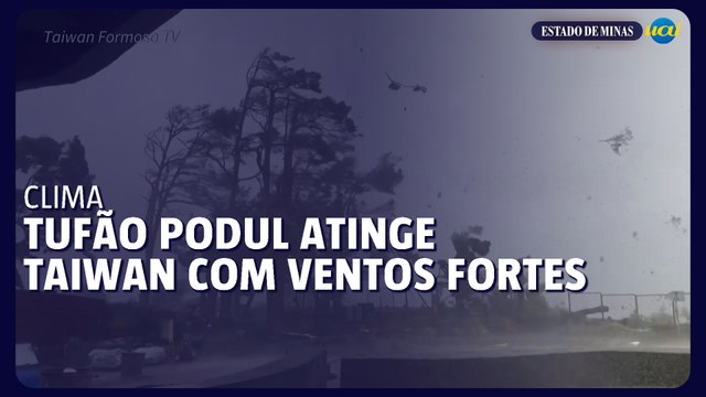 Tufão Podul atinge Taiwan com ventos fortes