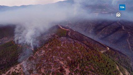 Hatay'da dün çıkan orman yangınına müdahale ediliyor