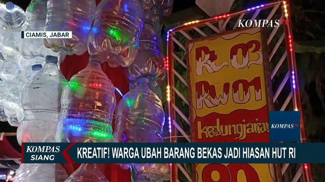 Kreatif! Warga Ciamis Buat Gapura HUT RI hingga Lampu Hias dari Barang Bekas, Meriahkan Kampung