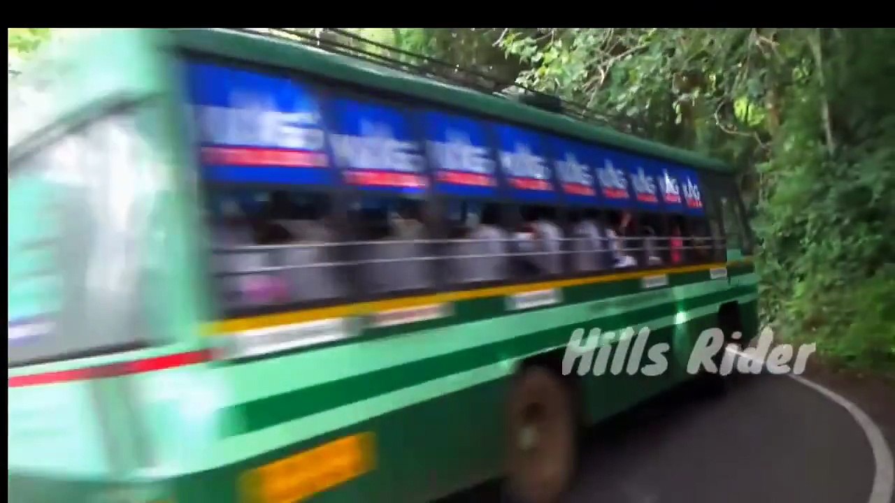 TNSTC Bus and Car Carefully Crossing, Tourist Bus Turning Kolli Hills 67-70 Hairpin bend