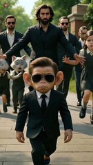 chimpanzee and cute girle